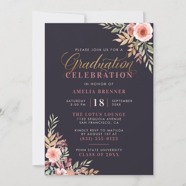 Invitación Fiesta de la celebración de la graduación del guió (Anverso)