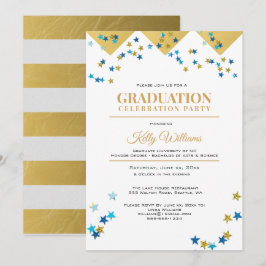 Invitación Fiesta de la celebración de la graduación, oro, no
