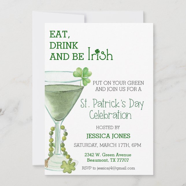 Invitación Fiesta de la celebración del Día de San Patricio