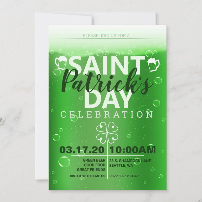 Invitación Fiesta de la celebración del Día de San Patricio (Anverso)