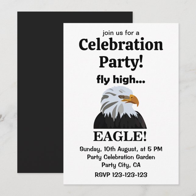 Invitación Fiesta de la celebración del Eagle Bald Eagle Fly  (Anverso / Reverso)