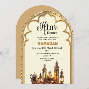 Invitación Fiesta de la cena con iftar de oro Ramadan kareem 