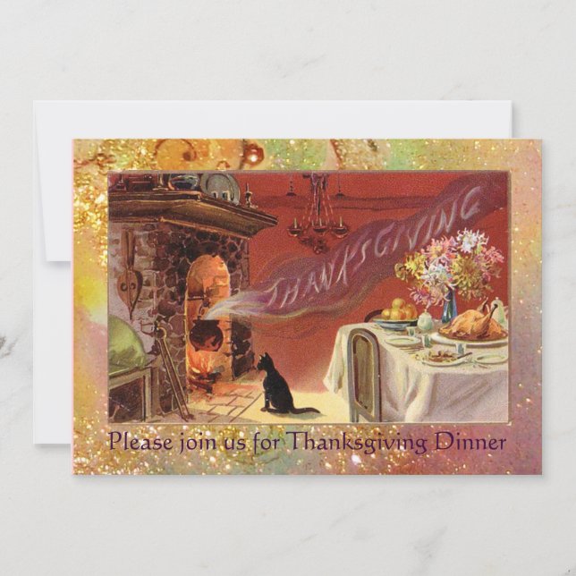 Invitación Fiesta de la cena de Acción de Gracias (Anverso)