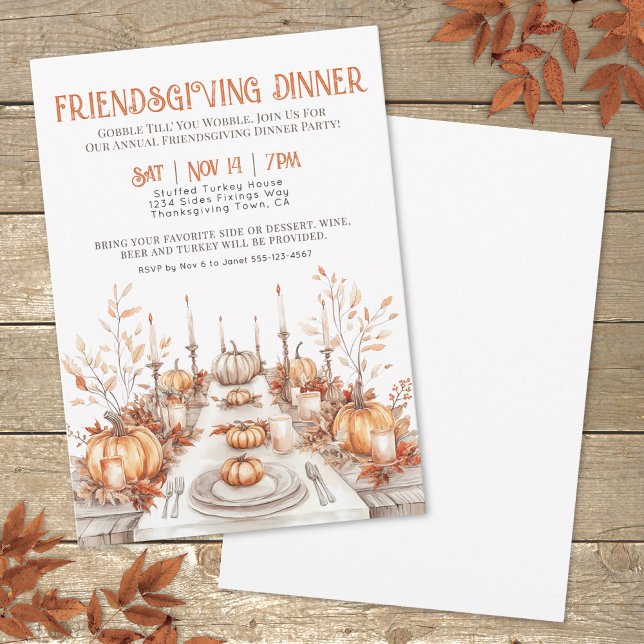 Invitación Fiesta de la cena de Acción de Gracias Amistosos (Thanksgiving Dinner Friendsgiving Dinner Party Invitation)
