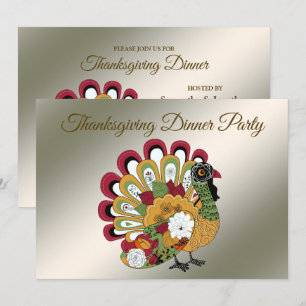 Invitación Fiesta de la cena de Acción de Gracias, colorida T