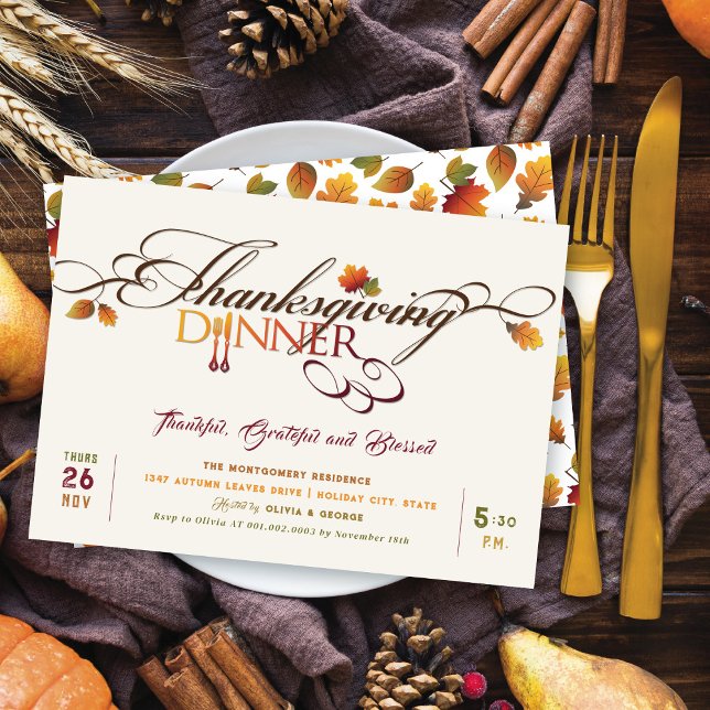 Invitación Fiesta de la cena de Acción de Gracias de Autumn L (Subido por el creador)