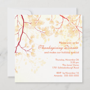 Invitación Fiesta de la cena de Acción de Gracias de otoño