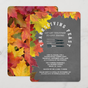 Invitación Fiesta de la cena de Acción de Gracias de Rustic F