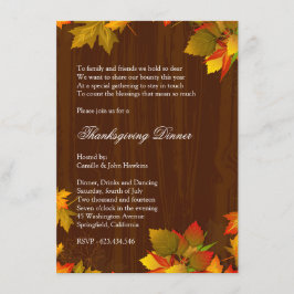 Invitación Fiesta de la cena de Acción de Gracias del otoño