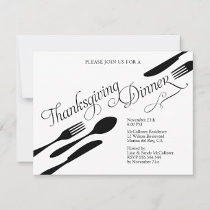 Invitación Fiesta de la cena de Acción de Gracias en blanco y