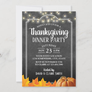 Invitación Fiesta de la cena de Acción de Gracias Rustic Chal