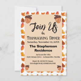 Invitación Fiesta de la cena de Acción de Gracias sobre el te