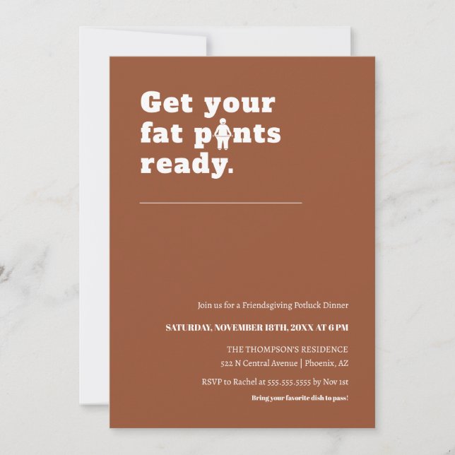 Invitación Fiesta de la cena de Acción de Gracias Terracotta  (Anverso)
