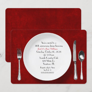 Invitación Fiesta de la cena de aniversario invitado en rojo