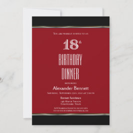 Invitación Fiesta de la cena de cumpleaños 18 de blanco negro