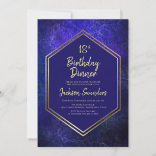 Invitación Fiesta de la cena de cumpleaños 18 de Navy Blue y