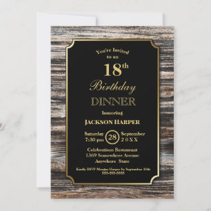 Invitación Fiesta de la cena de cumpleaños 18 de Rustic Wood