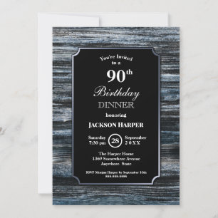 Invitación Fiesta de la cena de cumpleaños 90 de Rustic Blue