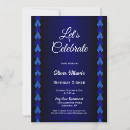 Invitación Fiesta de la cena de cumpleaños negro y azul