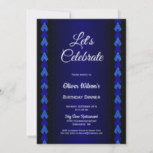 Invitación Fiesta de la cena de cumpleaños negro y azul
