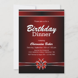 Invitación Fiesta de la cena de cumpleaños negro y rojo