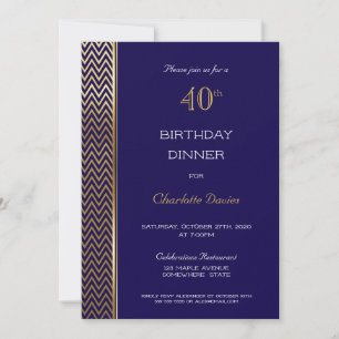 Invitación Fiesta de la cena de cumpleaños número 40 de Blue 