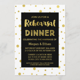 Invitación Fiesta de la cena de ensayo del ensayo de oro blan