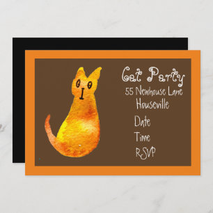 Invitación Fiesta de la cena de gatitos de arte de ginger mod