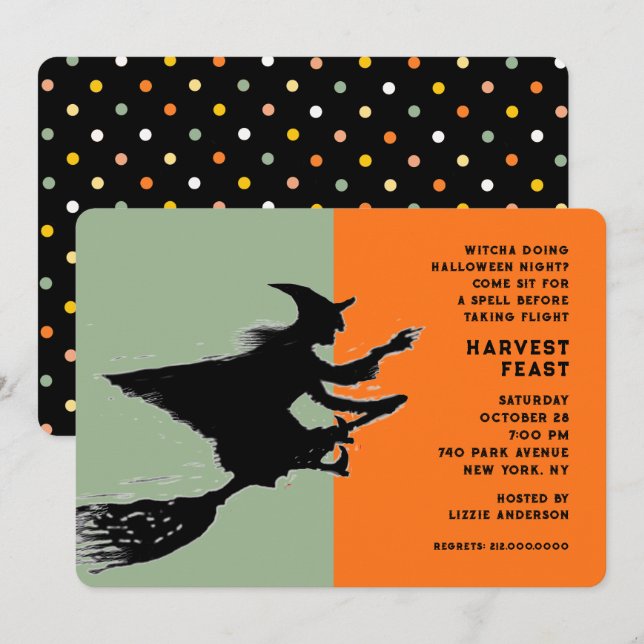 Invitación Fiesta de la cena de Halloween (Anverso / Reverso)