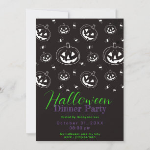 Invitación Fiesta de la cena de Halloween con una linterna de