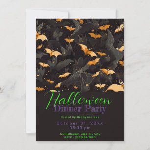 Invitación Fiesta de la cena de Halloween de Black and Gold B