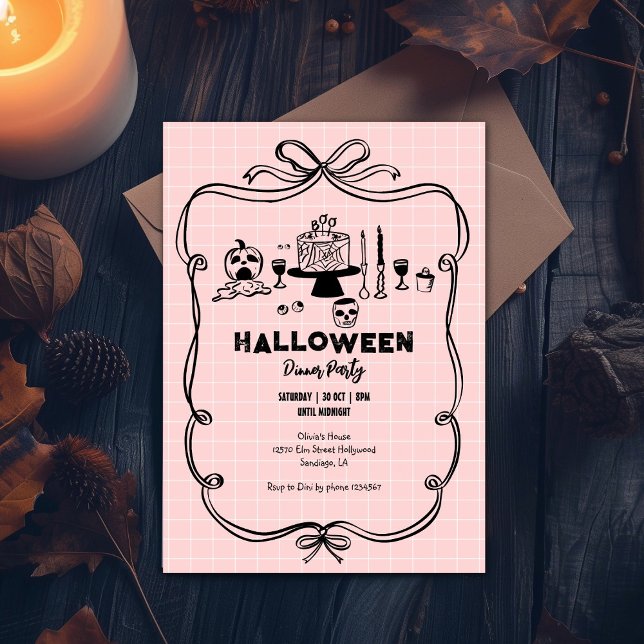Invitación Fiesta de la cena de Halloween dibujado por la man (Subido por el creador)