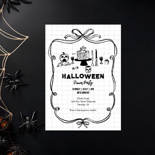 Invitación Fiesta de la cena de Halloween dibujado por la man