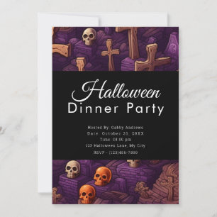 Invitación Fiesta de la cena de Halloween en el cementerio de