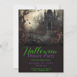 Invitación Fiesta de la cena de Halloween en la casa victoria
