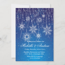 Invitación Fiesta de la cena de invierno Royal Blue Glam Snow