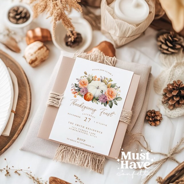 Invitación Fiesta de la cena de la calabaza del Día de Acción (Subido por el creador)