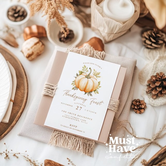 Invitación Fiesta de la cena de la calabaza del Día de Acción (Subido por el creador)