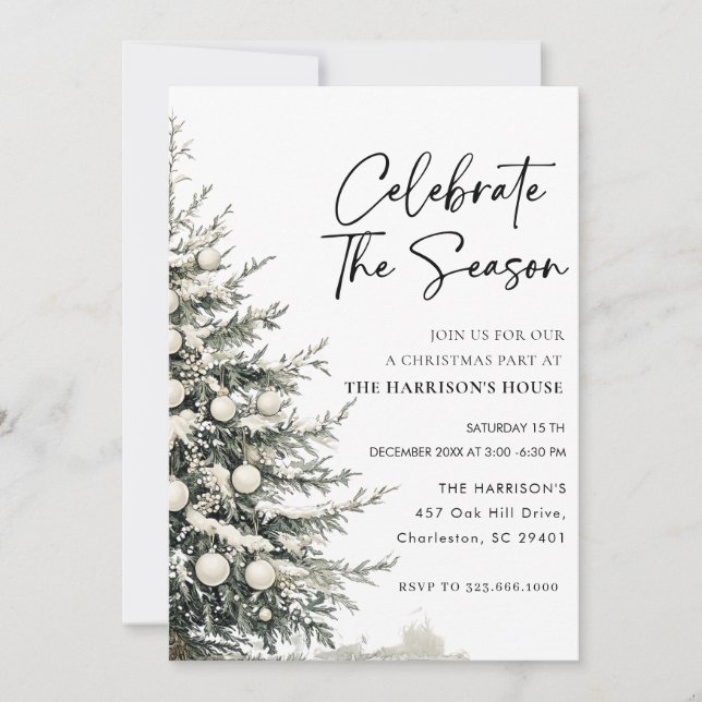 Invitación Fiesta de la cena de los Navidades de temporada (Anverso)