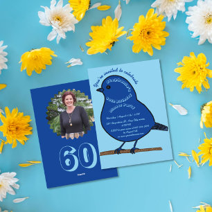 Invitación Fiesta de la cena de pájaro de la Marina Azul 60 c
