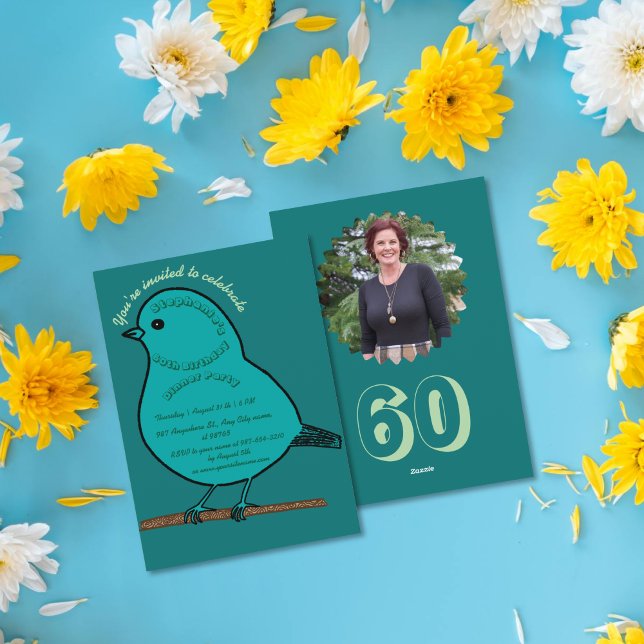 Invitación Fiesta de la cena de pájaros de los 60 Años verdes (Subido por el creador)