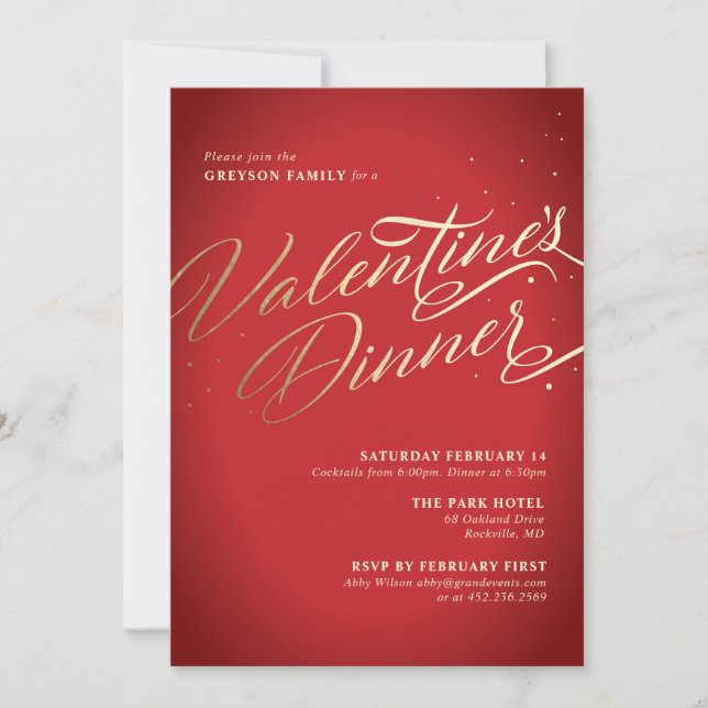 Invitación Fiesta de la cena de San Valentín (Anverso)