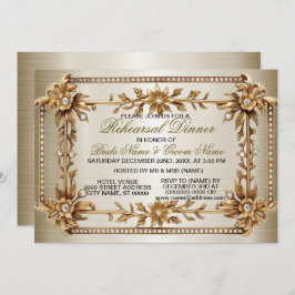 Invitación Fiesta de la cena del ensayo Golden Ornate Dimond