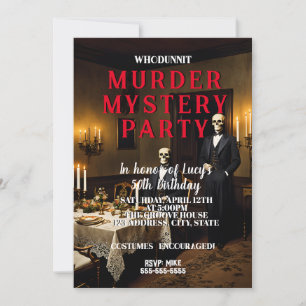 Invitación fiesta de la cena estilo de los años 50 del mister