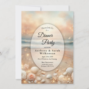 Invitación Fiesta de la cena "Seaside Sparkle" y "Sunset Drea