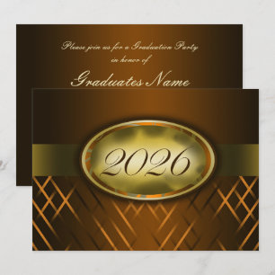 Invitación Fiesta de la Clase de 2026 de Marrón y Dorado