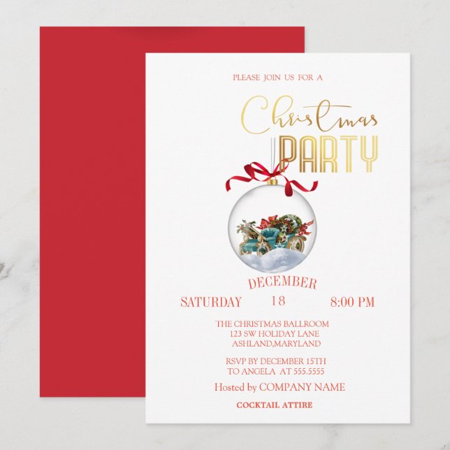 Invitación Fiesta de la Compañía de Autos Retro de Navidad (Anverso / Reverso)