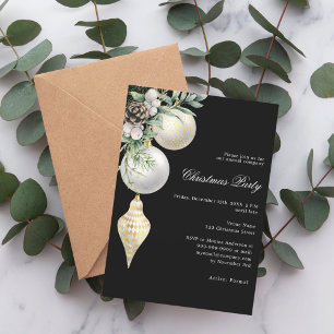 Invitación Fiesta de la compañía de baubles blancos de oro ne