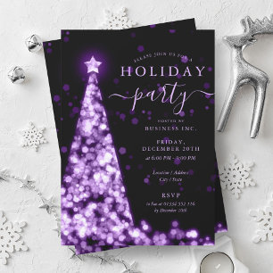 Invitación Fiesta de la Compañía Purple Black Christmas Tree