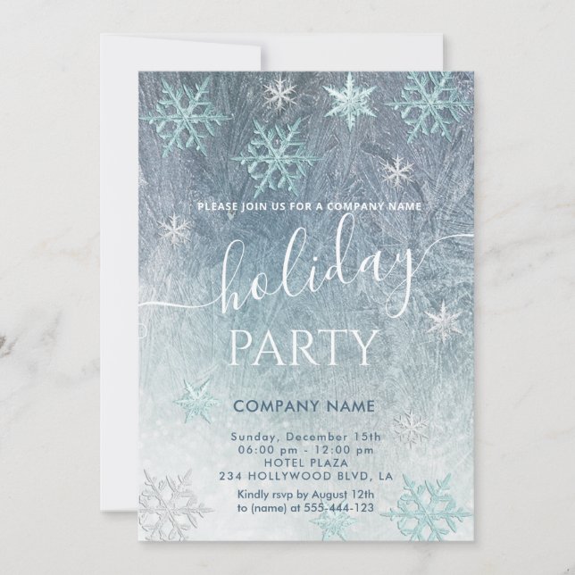 Invitación Fiesta de la compañía Winderland snowflakes (Anverso)